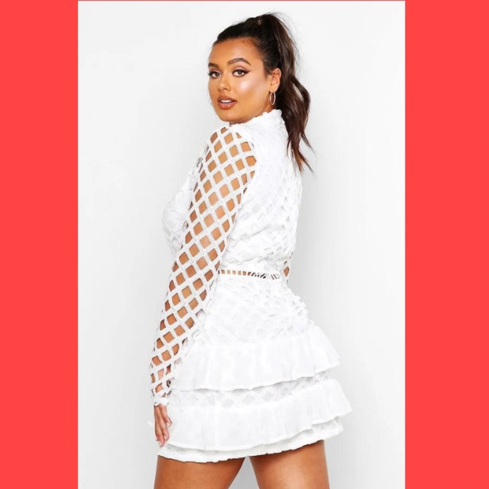 Boohoo Premium High Neck Statement Ruffle Dress